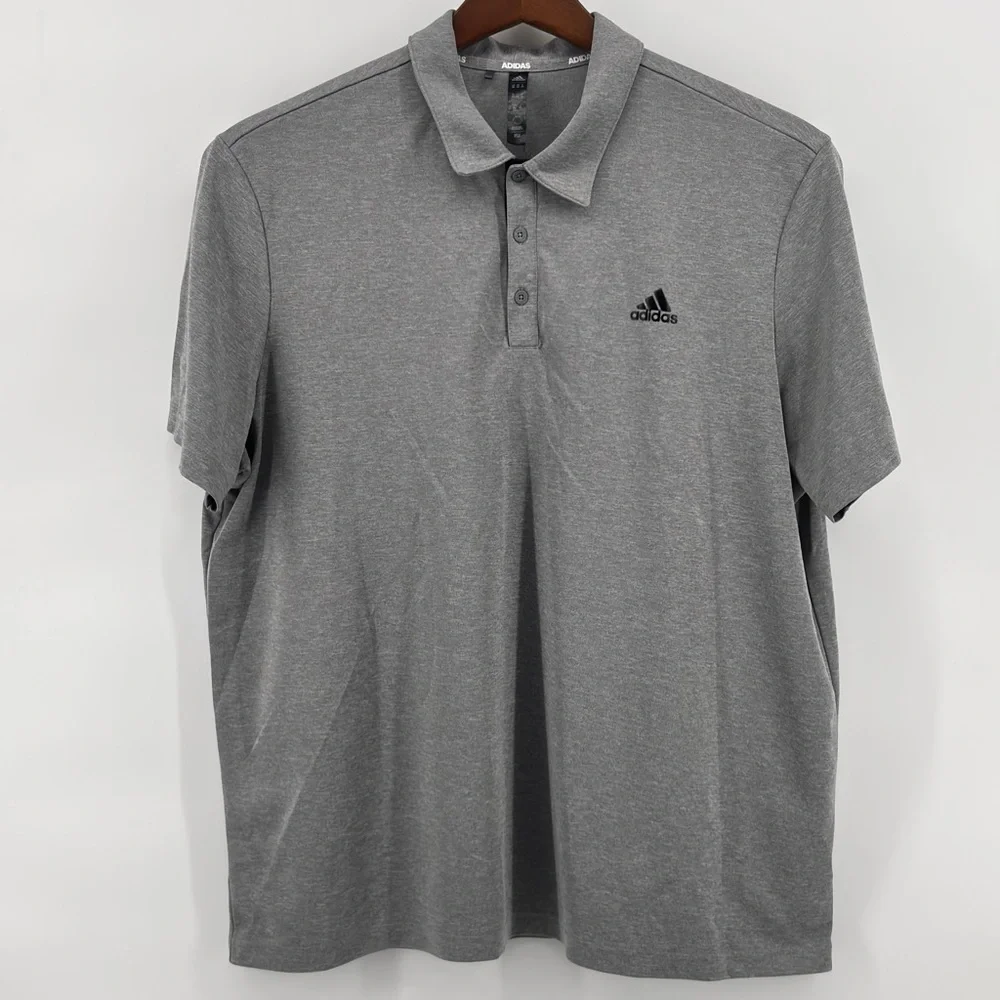 Adidas Mens Gray Performance Short Sleeve Polo‎ Size XXL